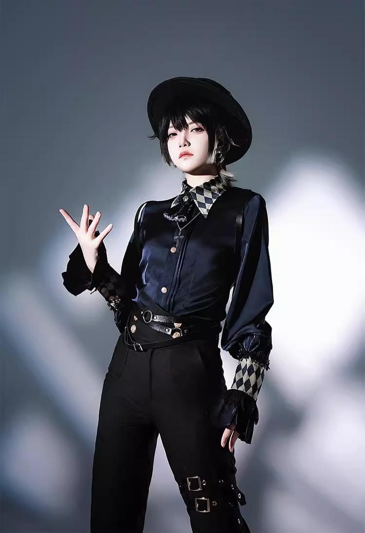 CastleToo - Fantasy Wonderland - Ouji Lolita Checkered Blouse with Suspenders Pants and Cape