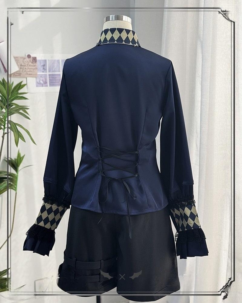 CastleToo - Fantasy Wonderland - Ouji Lolita Checkered Blouse with Suspenders Pants and Cape