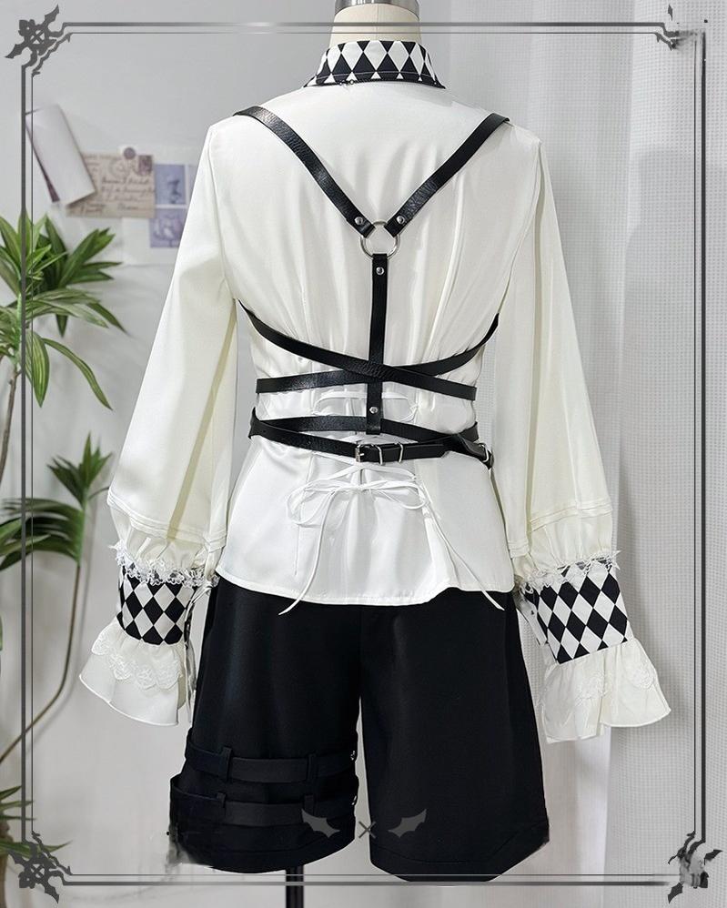 CastleToo - Fantasy Wonderland - Ouji Lolita Checkered Blouse with Suspenders Pants and Cape