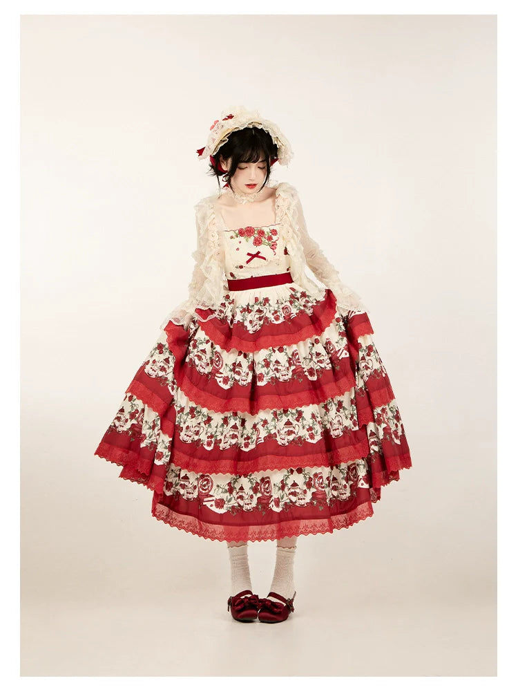 With PUJI - Flower Visage - Summer Lolita Sheer Cardigan with Rose Brooch