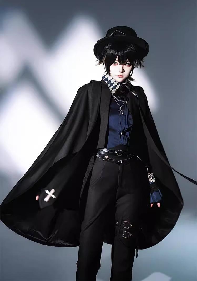 CastleToo - Fantasy Wonderland - Ouji Lolita Checkered Blouse with Suspenders Pants and Cape