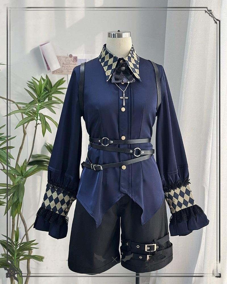 CastleToo - Fantasy Wonderland - Ouji Lolita Checkered Blouse with Suspenders Pants and Cape