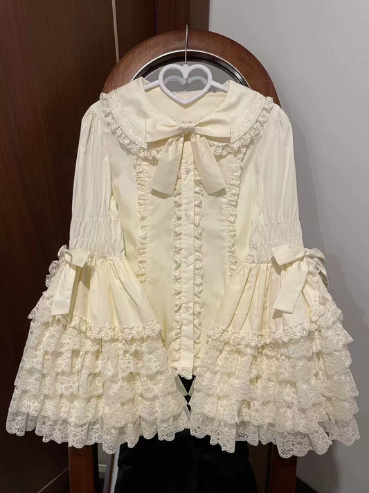 Mengfuzi - Cannelés - Elegant Lolita Cotton Blouse, Hime Sleeve