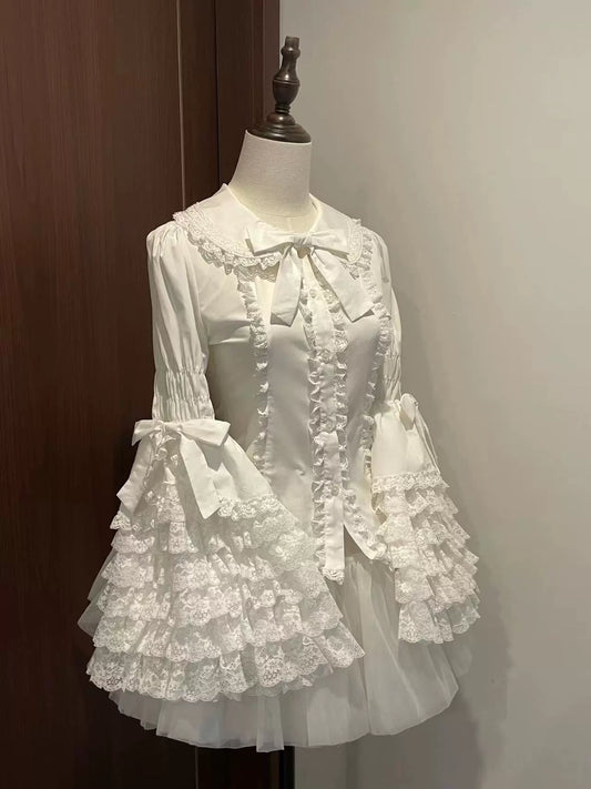 Mengfuzi - Cannelés - Elegant Lolita Cotton Blouse, Hime Sleeve